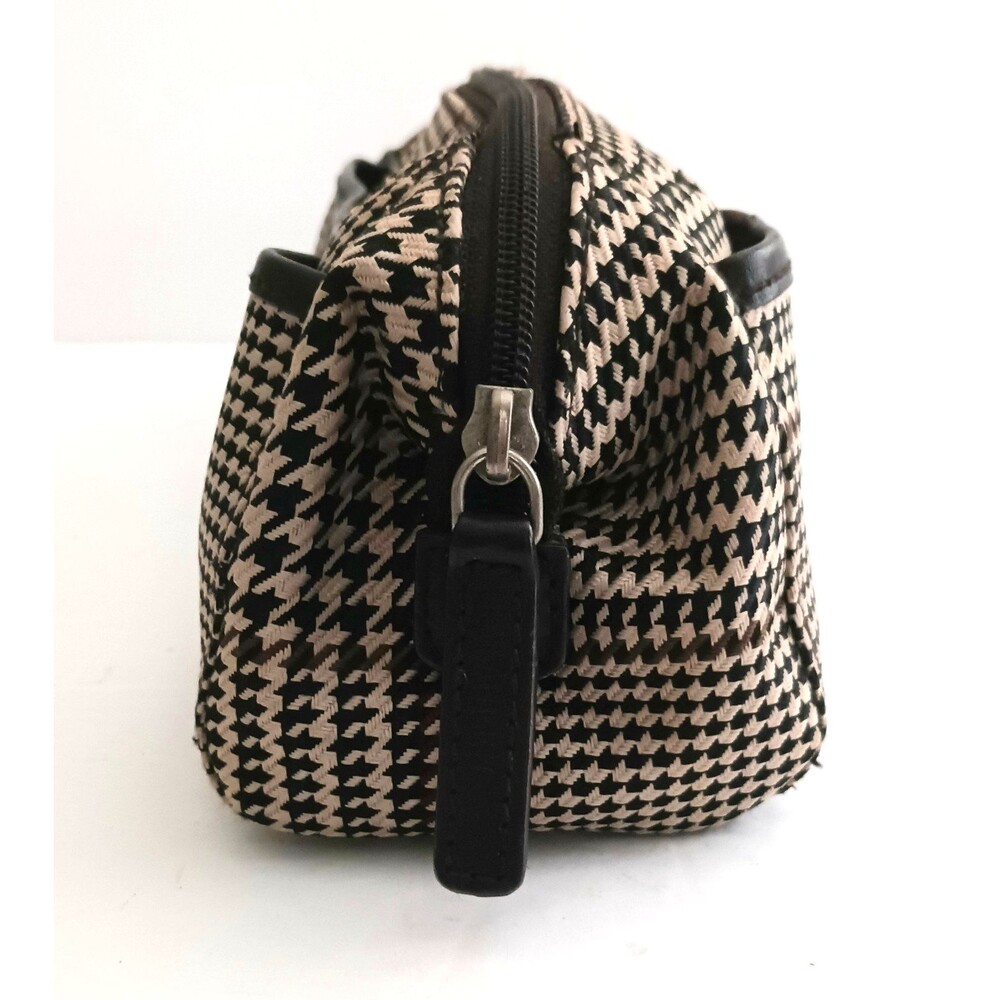 Lauren Ralph Lauren Brown Houndstooth Plaid Toiletry/Cosmetic Travel Bag 12X4X5 - Picture 6 of 12